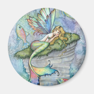 Kleurrijke Zeemeermin en Karper Vis Fantasie Kunst Magneet