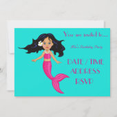 Kleurrijke zeemeermin meisjes verjaardagsfeestje kaart (Voorkant)