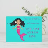 Kleurrijke zeemeermin meisjes verjaardagsfeestje kaart (Staand voorkant)