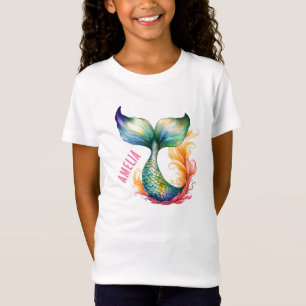 Kleurrijke Zeemeermin Ocean Girl Naam T-shirt