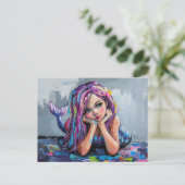 Kleurrijke Zeemeermin olieverfschilderij Briefkaart (Staand voorkant)