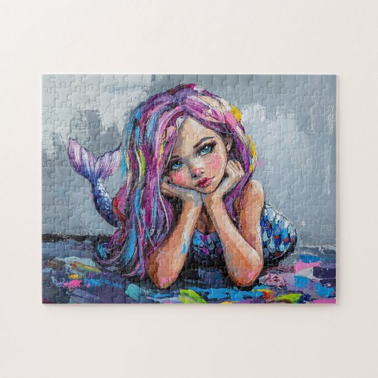 Kleurrijke Zeemeermin olieverfschilderij Legpuzzel (Horizontaal)