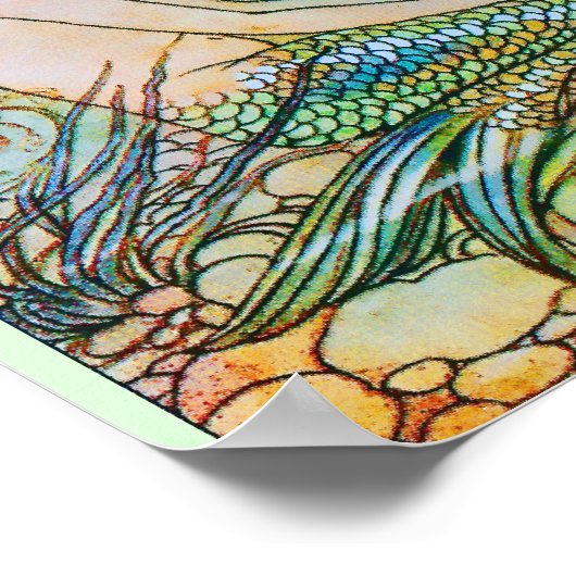 Kleurrijke zeemeermin onder het Zee Poster (Hoek)