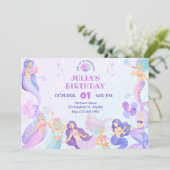 Kleurrijke zeemeermin onder het zee verjaardagsfee kaart (Staand voorkant)