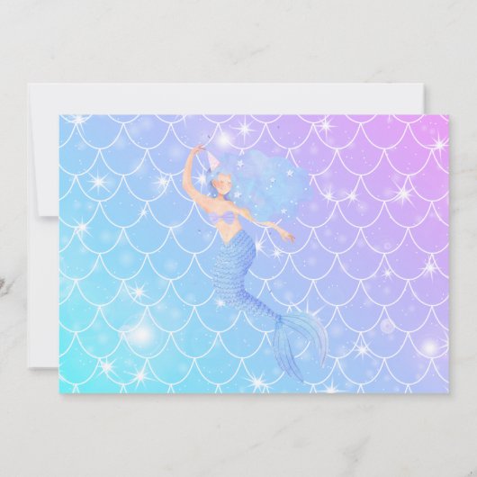 Kleurrijke zeemeermin onder het zee verjaardagsfee kaart (Achterkant)