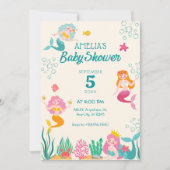 Kleurrijke zeemeermin onder het Zeeen baby shower Kaart (Voorkant)