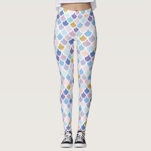 Kleurrijke Zeemeermin-schaal Leggings (Voorkant)