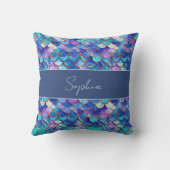 Kleurrijke Zeemeermin Schalen Patroon Kleine Meisj Kussen (Achterkant)