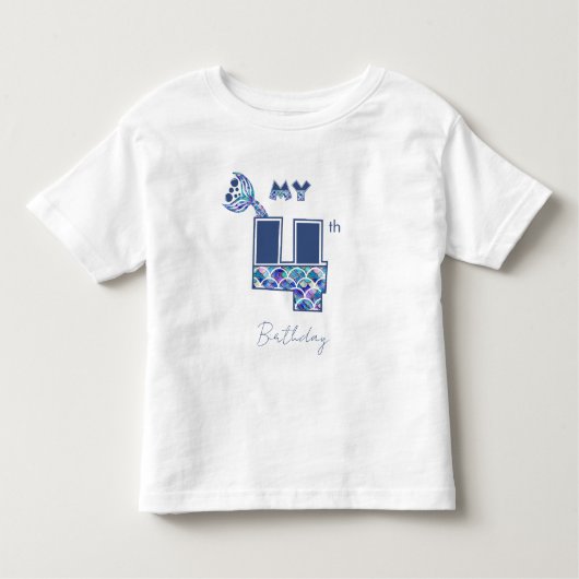 Kleurrijke Zeemeermin Schubben Meisjes 4e Verjaard Kinder Shirts (Voorkant)