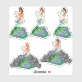 Kleurrijke Zeemeermin Sticker (Vel)