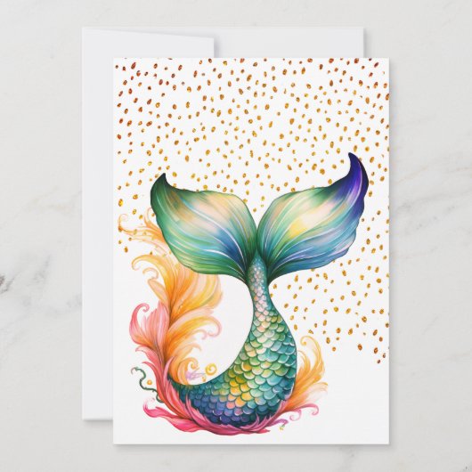 Kleurrijke Zeemeermin Verjaardag Dank u Meisje Fot Bedankkaart (Achterkant)