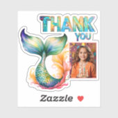 Kleurrijke Zeemeermin Verjaardag Dank u Meisje Fot Sticker (Vel)