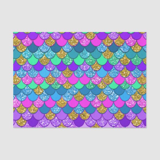 Kleurrijke Zeemeermin Verjaardagsfeestje Glitters Tissuepapier (Voorkant)