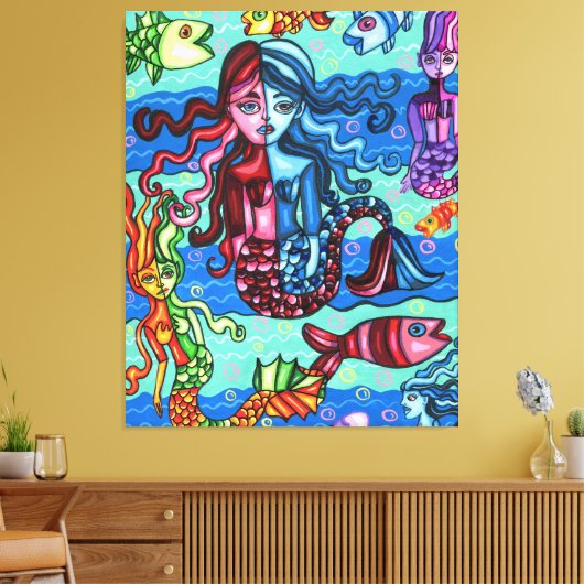 Kleurrijke zeemeerminnen Abstracte originele schil Canvas Afdruk (Insitu (Woonkamer))