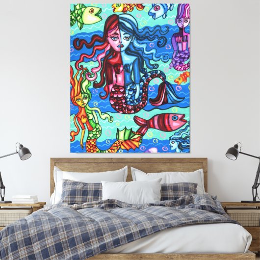 Kleurrijke zeemeerminnen Abstracte originele schil Canvas Afdruk (Insitu (Slaapkamer))