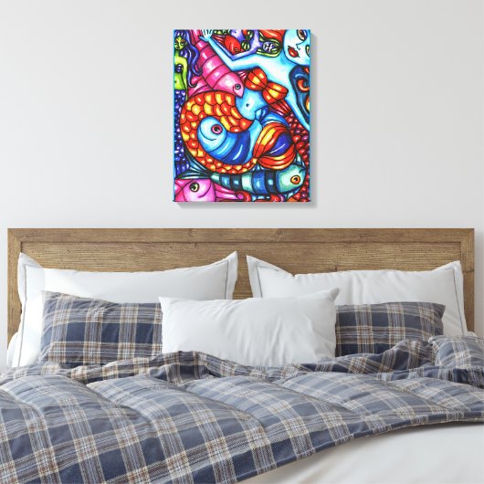 Kleurrijke zeemeerminnen Abstracte originele schil Canvas Afdruk (Insitu (Slaapkamer))