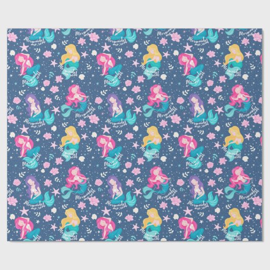 Kleurrijke zeemeerminnen cadeaupapier (Vlak)