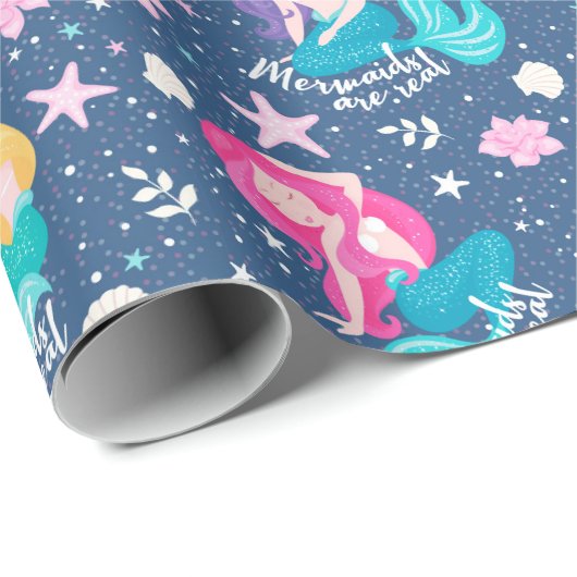 Kleurrijke zeemeerminnen cadeaupapier (Rol Hoek)