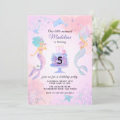 Kleurrijke Zeemeerminnen Onder Zee Verjaardagsfees Kaart (Staand voorkant)