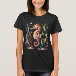 Kleurrijke zeepaard met zeeplanten t-shirt