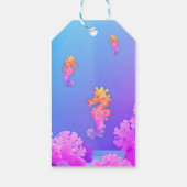 Kleurrijke Zeepaardje Feest Cadeaulabel (Achterkant)