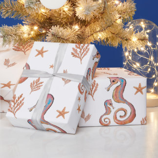 Kleurrijke Zeepaardje Oceaan Patroon Cadeaupapier