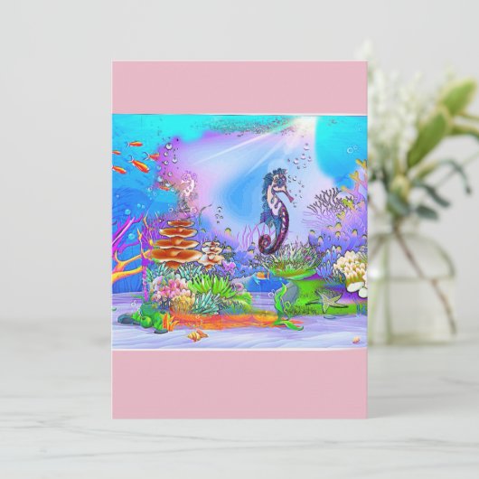 Kleurrijke zeepaardkaart kaart (Staand voorkant)