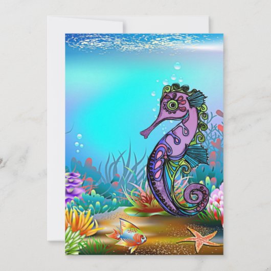 Kleurrijke zeepaardkaart kaart (Achterkant)