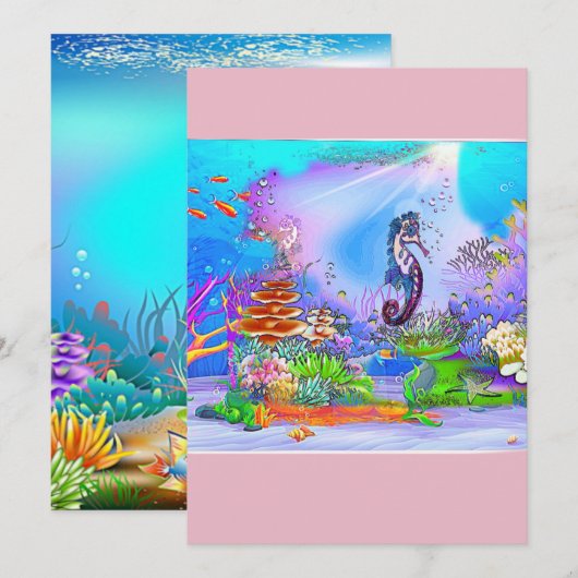 Kleurrijke zeepaardkaart kaart (Voorkant / Achterkant)