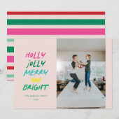 Kleurrijke Zeer Vrolijke Horizontale Kerstfoto Feestdagenkaart (Voorkant / Achterkant)