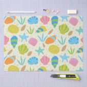 Kleurrijke Zeeschelpen en Zeesterren Nautisch Patr Tissuepapier (Craft)