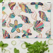 Kleurrijke zeeschelpen modern patroon theedoek (Gevouwen)
