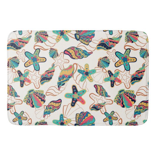 Kleurrijke zeeschelpen naadloos patroon douchegord badmat (Voorkant)