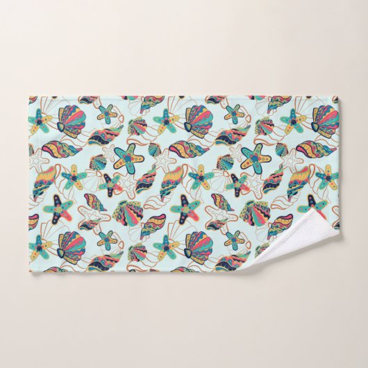 Kleurrijke zeeschelpen patroon badhanddoek set bad handdoek (Handdoek)