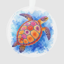 Kleurrijke zeeschildpad onderwater oceaan