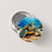 Kleurrijke Zeeschildpad Ronde Button 3,2 Cm (Voorkant /achterkant)