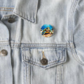 Kleurrijke Zeeschildpad Ronde Button 3,2 Cm (In situ)