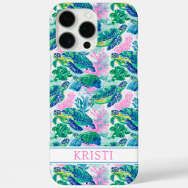Kleurrijke Zeeschildpadden Geborduurde Hoes-Case-M iPhone 16 Pro Max Hoesje