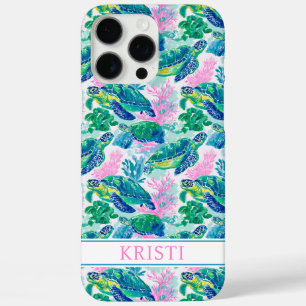 Kleurrijke Zeeschildpadden Geborduurde Hoes-Case-M iPhone 16 Pro Max Hoesje