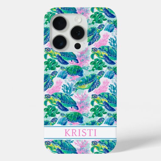 Kleurrijke Zeeschildpadden met Monogram Case-Mate iPhone Case (Achterkant)
