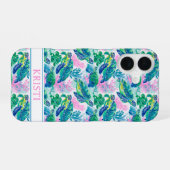 Kleurrijke Zeeschildpadden met Monogram iPhone 16 Hoesje (Achterkant horizontaal)