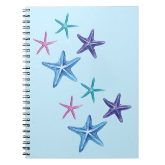 Kleurrijke zeester (blauw, Paarse, roze, turquoise Notitieboek