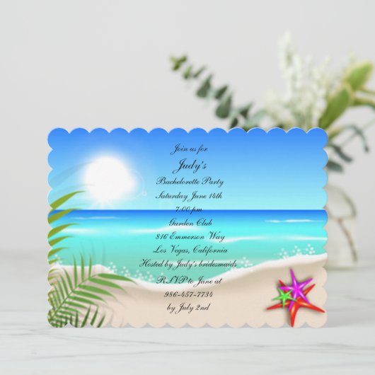 Kleurrijke Zeester Bruidsfeest Uitnodiging (Staand voorkant)