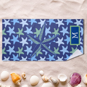 Kleurrijke Zeester Naadloze Patroon Monogram Strandlaken