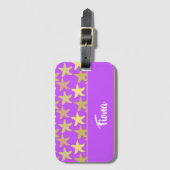 Kleurrijke zeester op paars bagagelabel (Voorkant (verticaal))