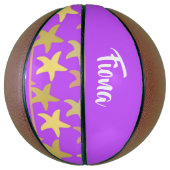 Kleurrijke zeester op paars basketbal (Verticaal)