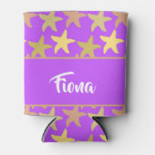 Kleurrijke zeester op paars blikjeskoeler (Voorkant)