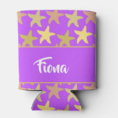 Kleurrijke zeester op paars blikjeskoeler (Achterkant)