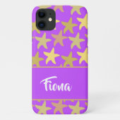 Kleurrijke zeester op paars Case-Mate iPhone case (Achterkant)