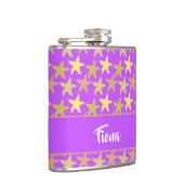 Kleurrijke zeester op paars heupfles (Rechts)